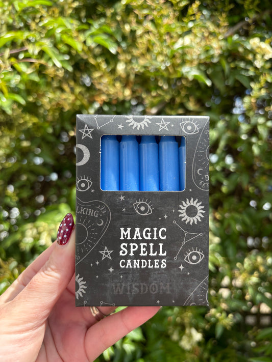Dark Blue WISDOM Magic Spell Candles x12