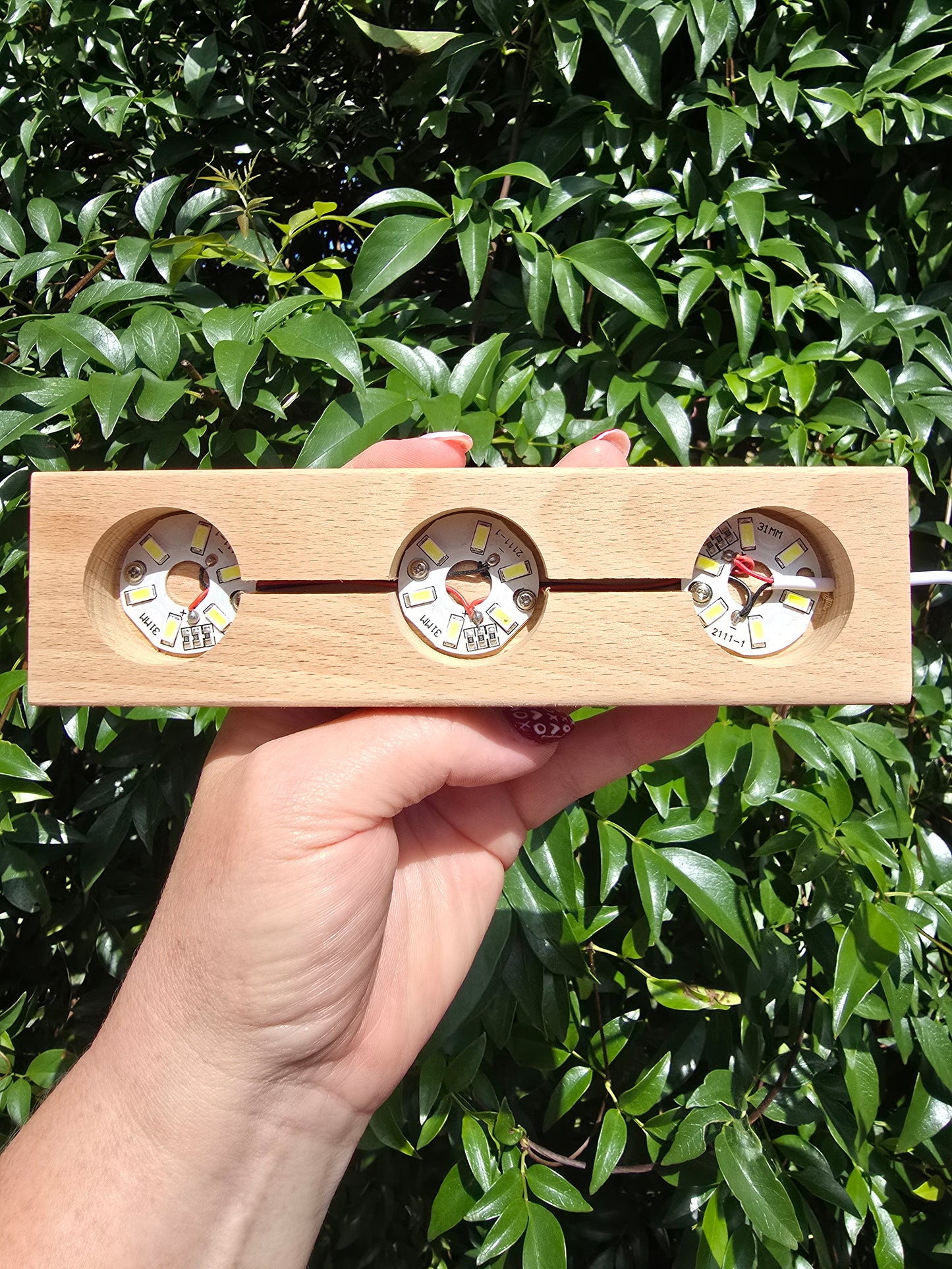 LED Wooden Light Base X3 Lights