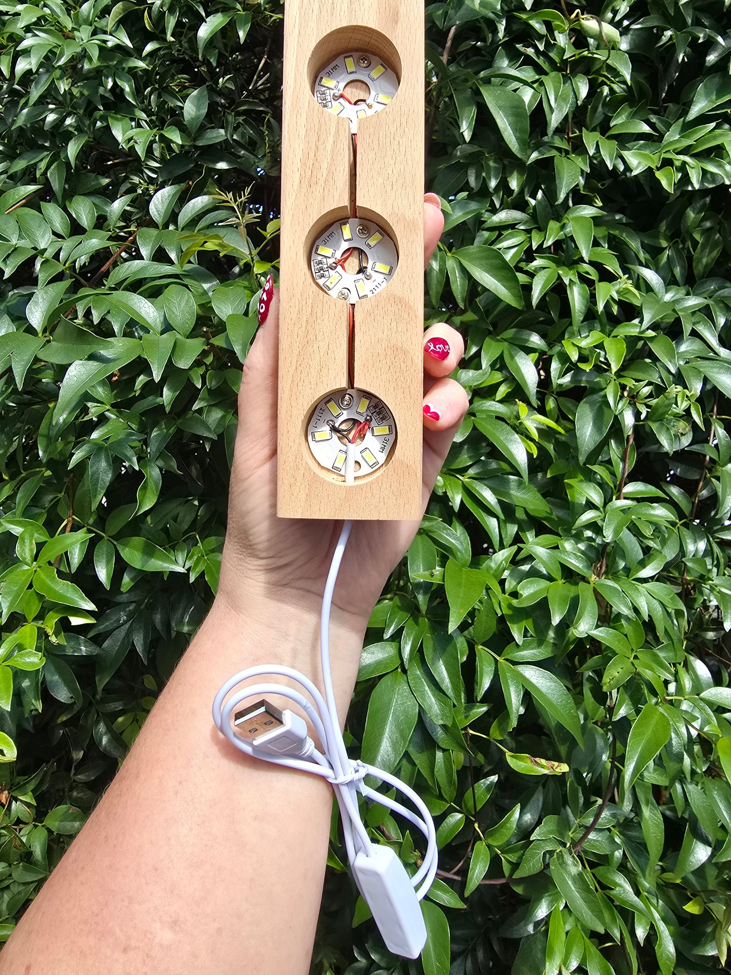 LED Wooden Light Base X3 Lights