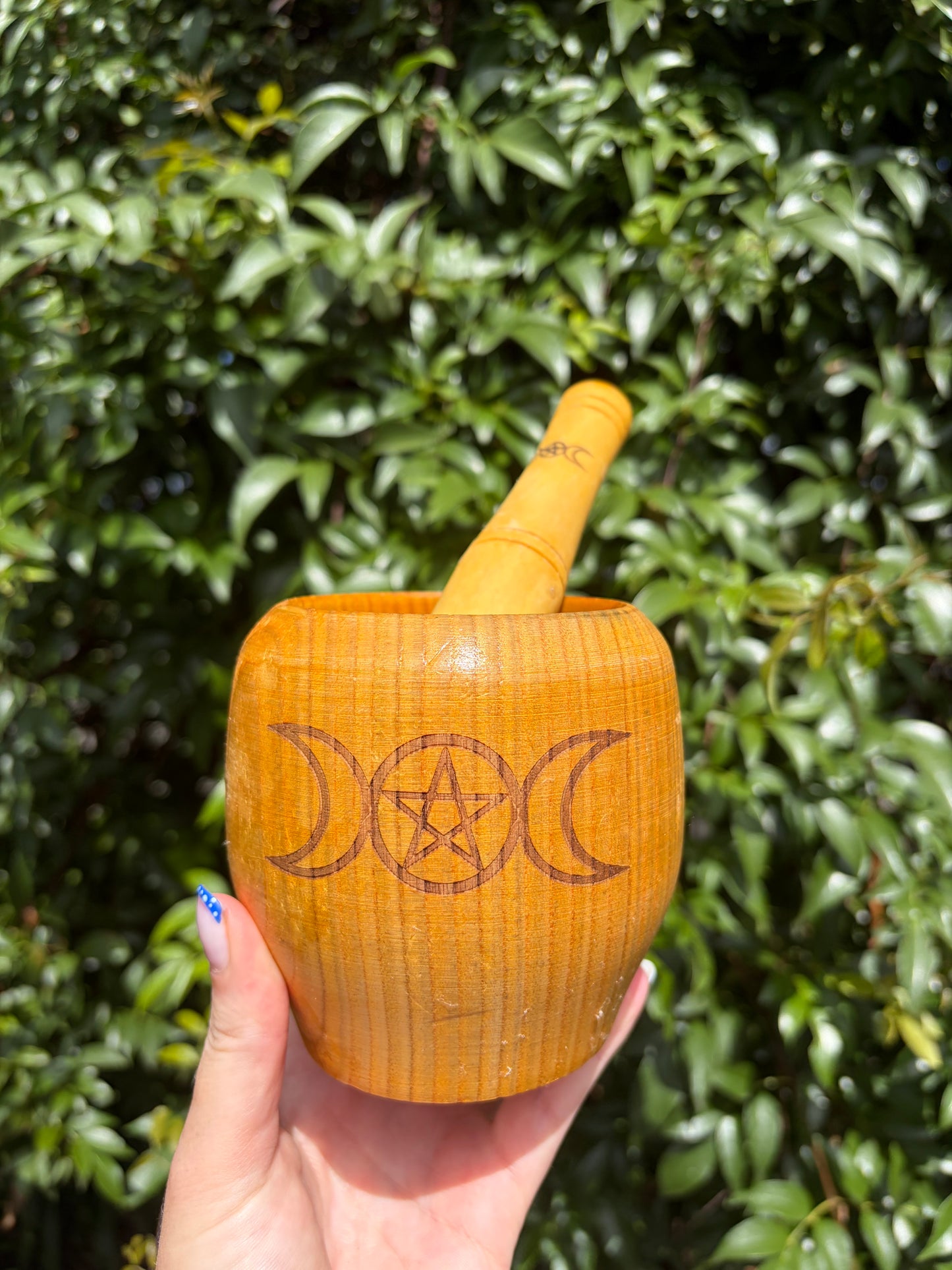Wooden Moon Phase Pestle & Mortar