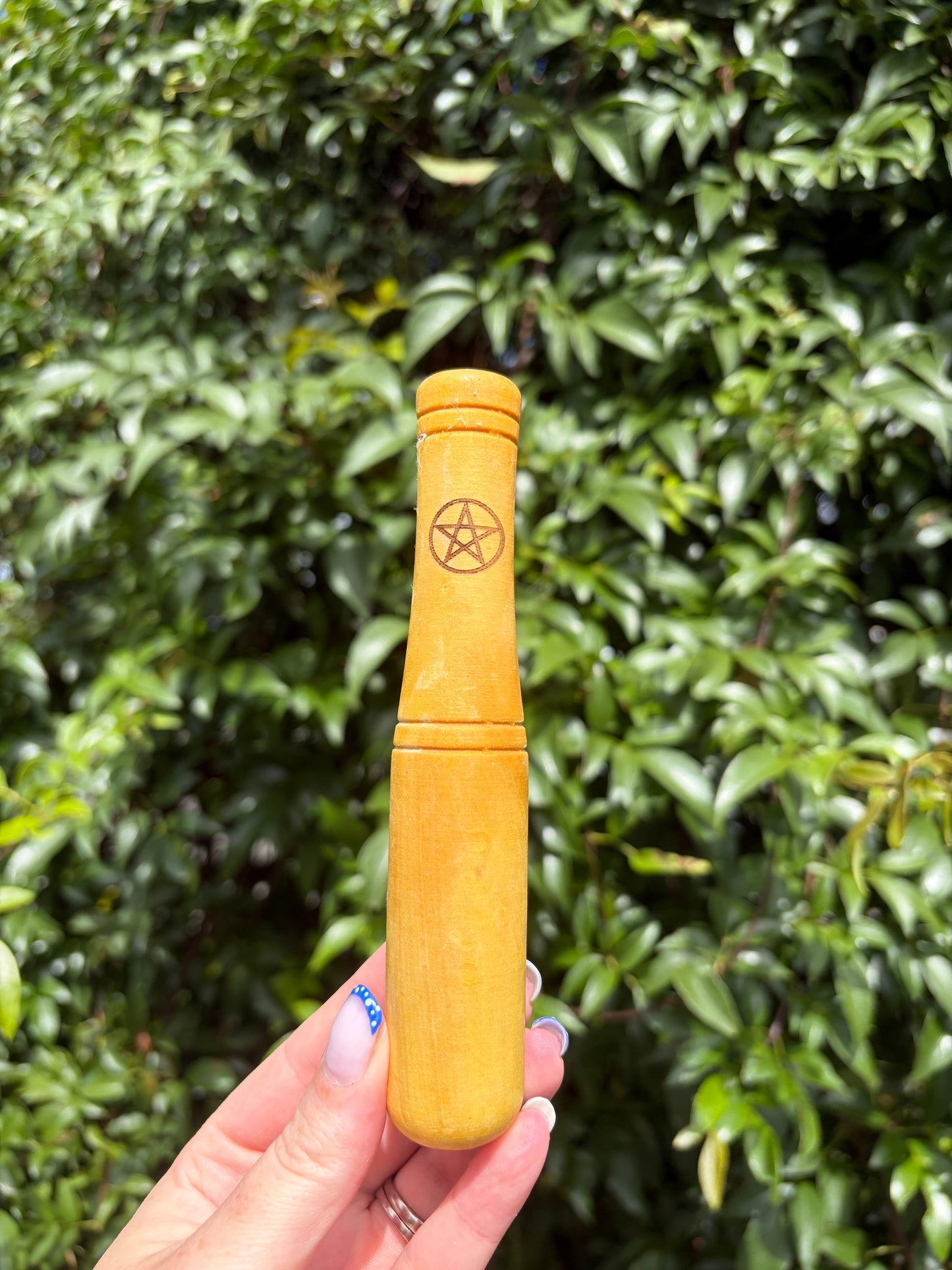 Wooden Pentagram Pestle & Mortar