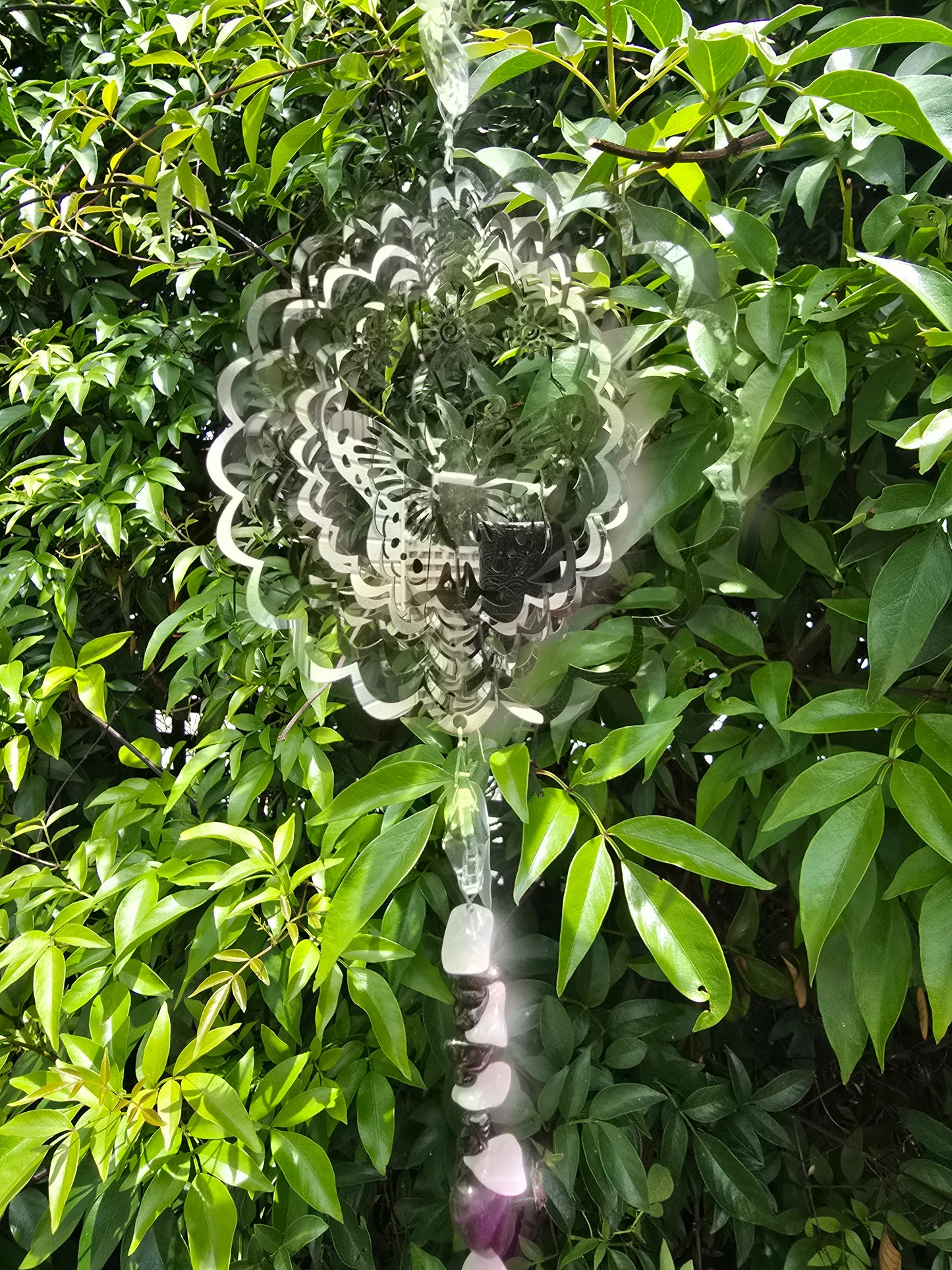 Rose Quartz & Garnet | XLarge Heart Sun Catcher