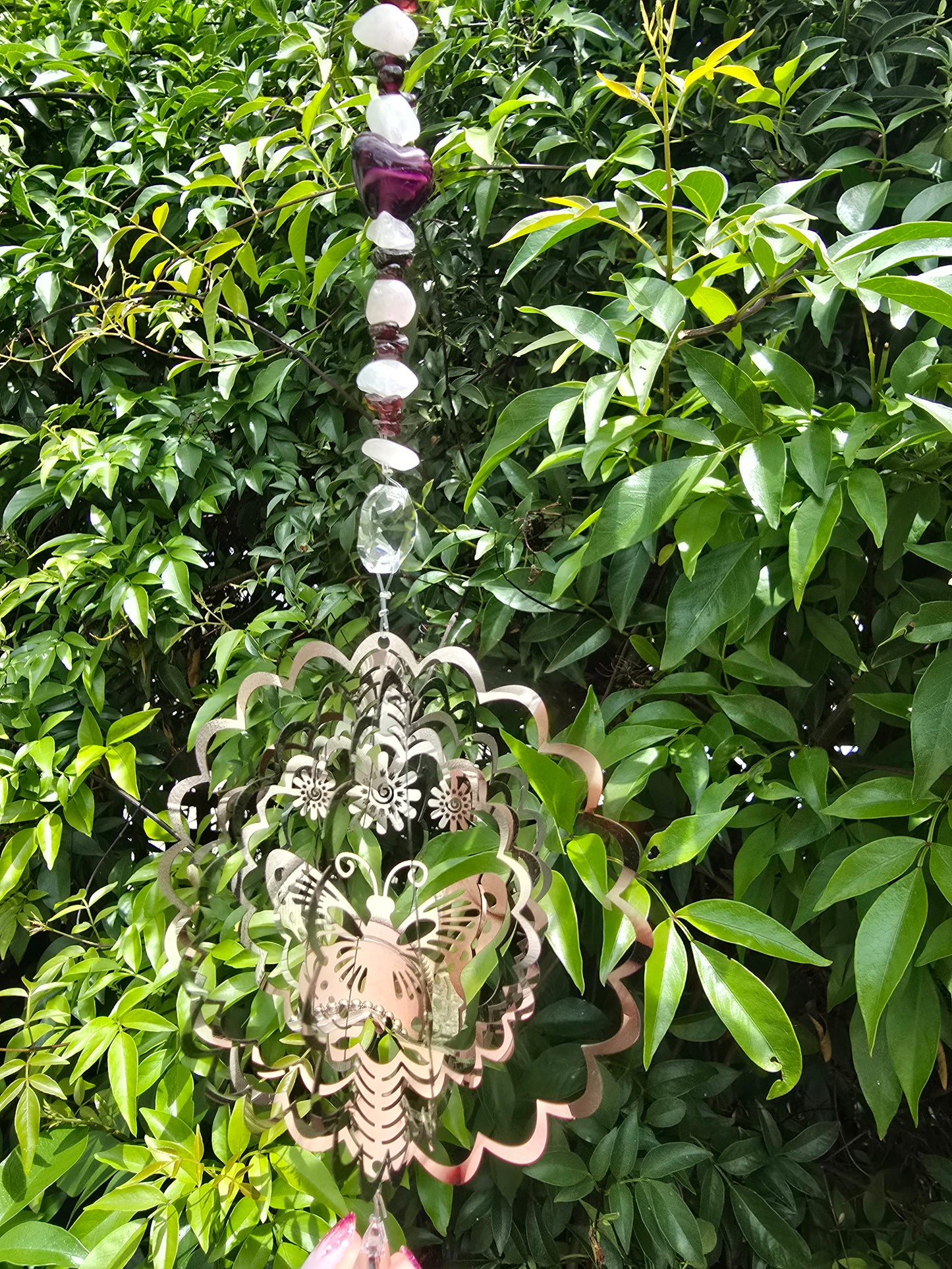 Rose Quartz & Garnet | XLarge Heart Sun Catcher