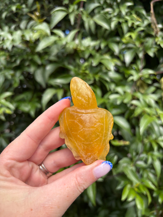 Yellow Fluorite Carved Turtle D