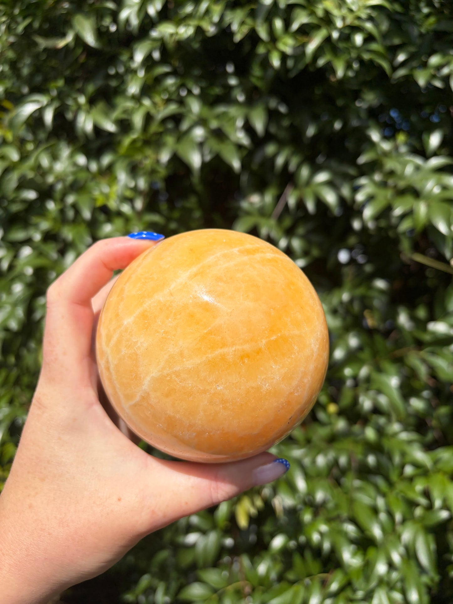Zebra Calcite Large Sphere With Rosewood Wooden Stand