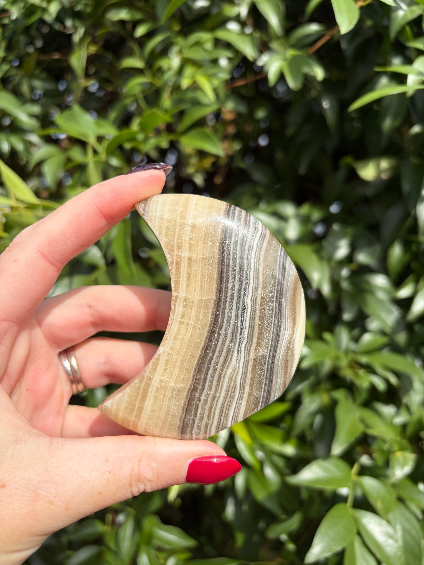 Zebra Calcite Self Standing Moon A