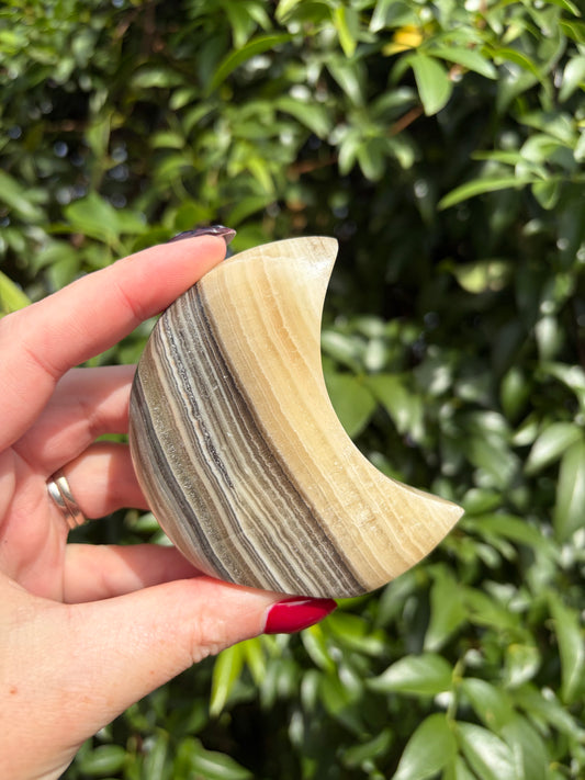 Zebra Calcite Self Standing Moon A