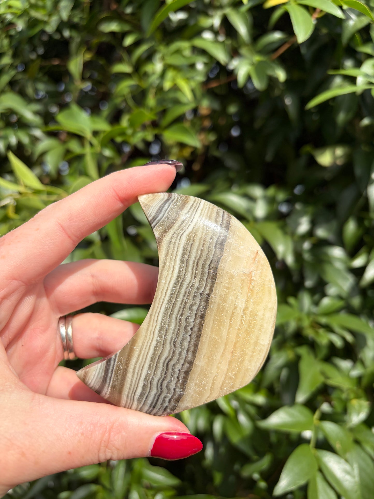 Zebra Calcite Self Standing Moon B