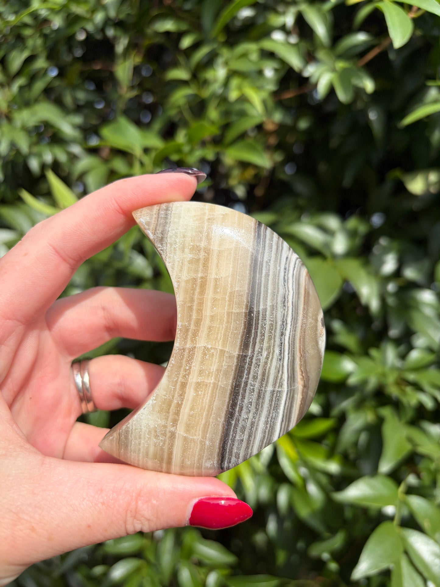 Zebra Calcite Self Standing Moon C