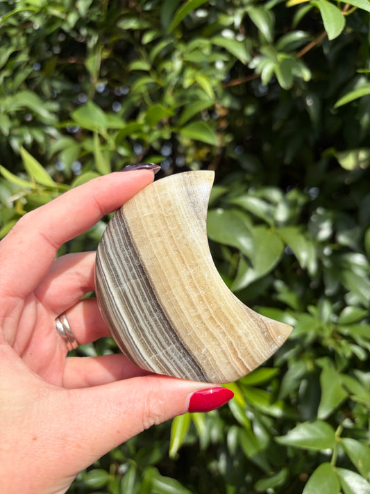 Zebra Calcite Self Standing Moon C