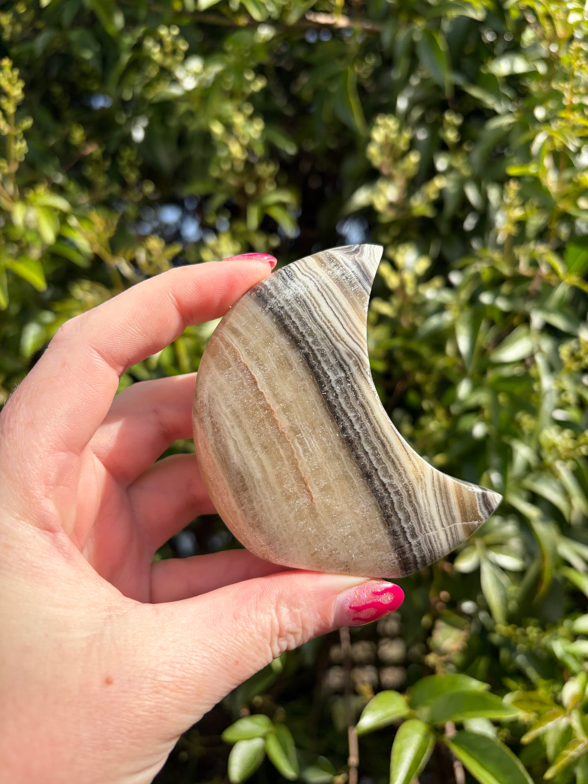 Zebra Calcite Self Standing Moon D