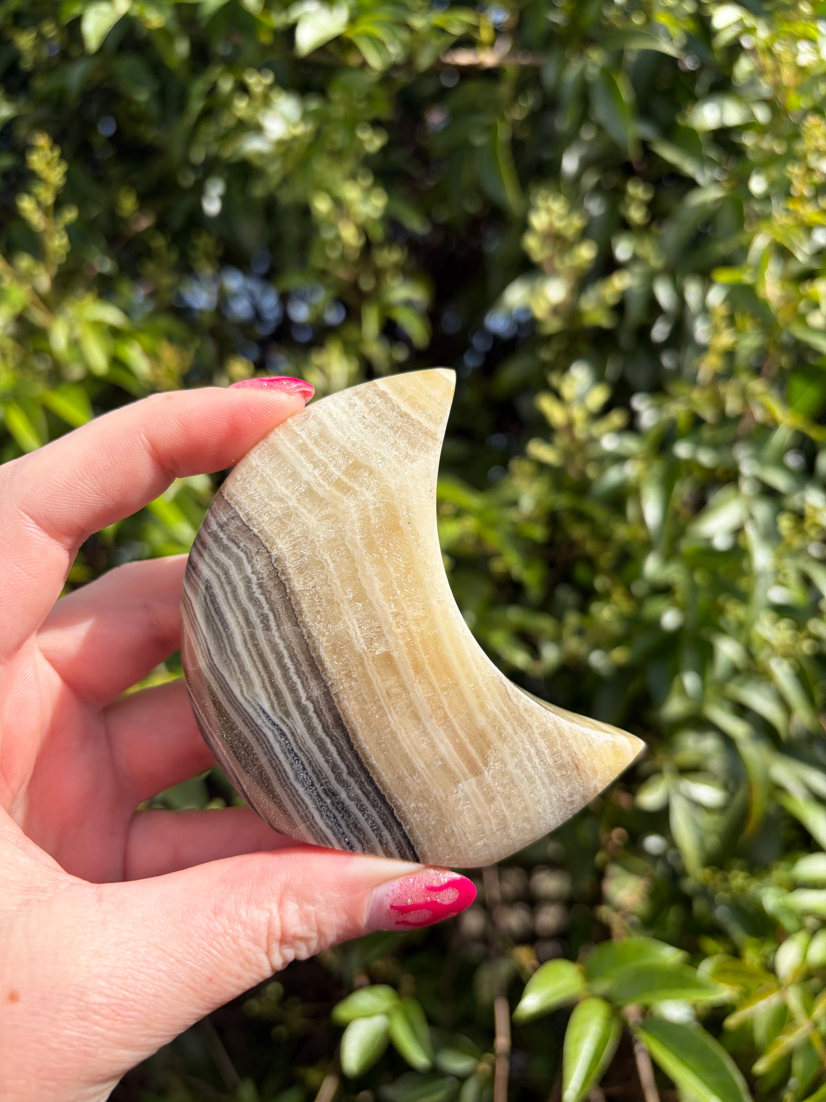 Zebra Calcite Self Standing Moon E