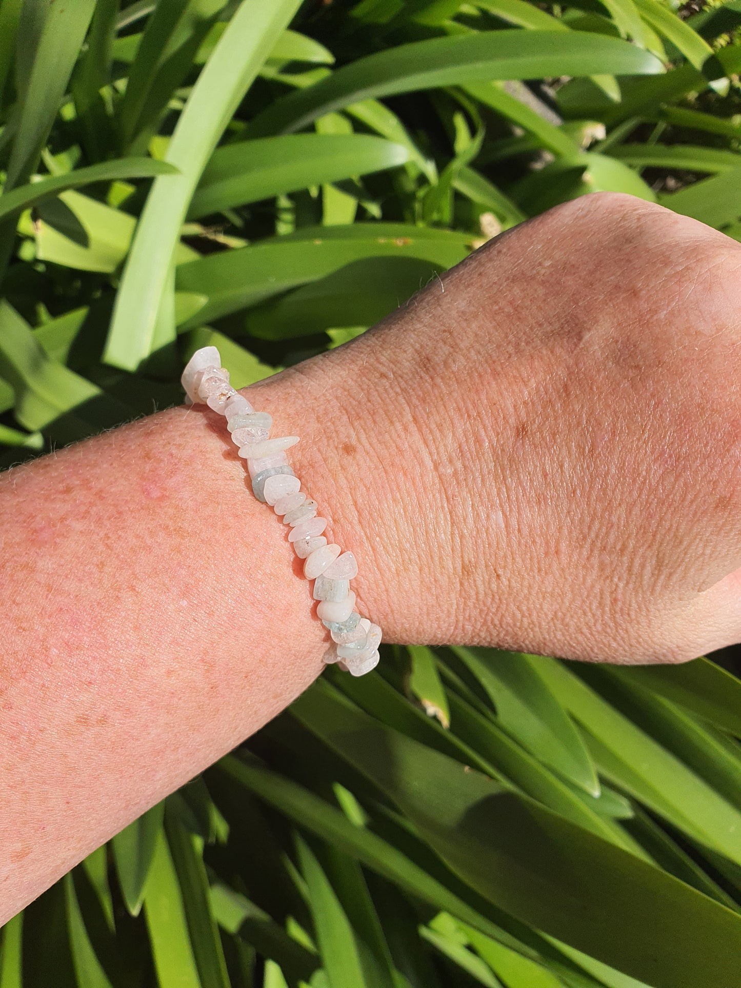 Morganite Crystal Chip Bracelet