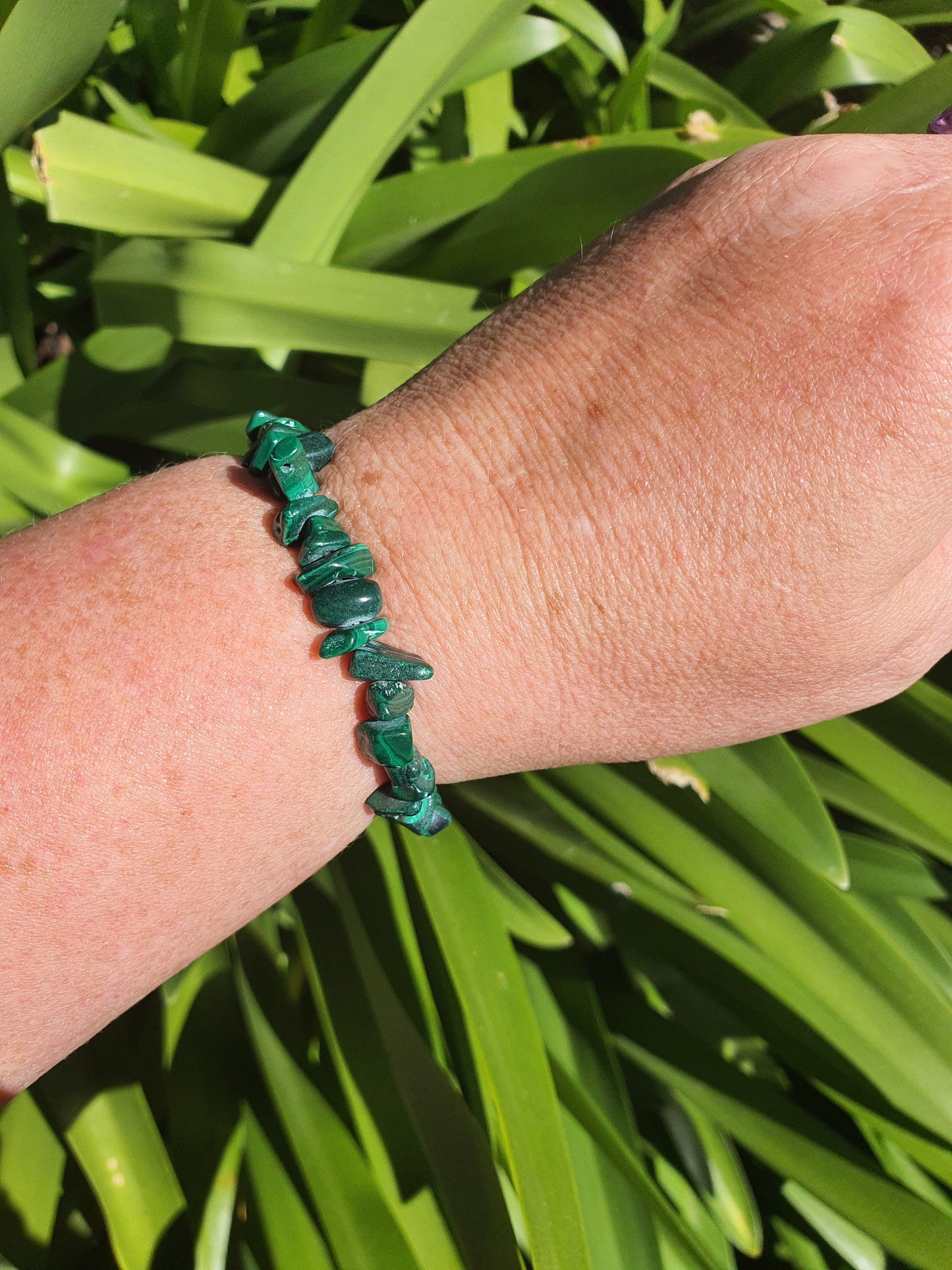 Malachite Crystal Chip Bracelet