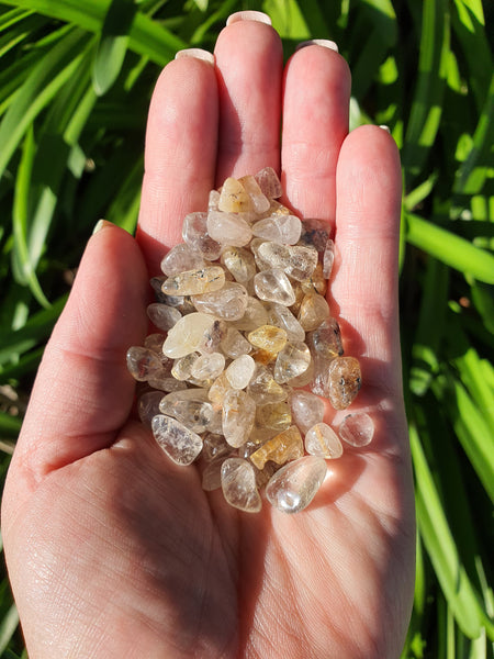 Rutilated Quartz Crystal Chip 100 gms Bag