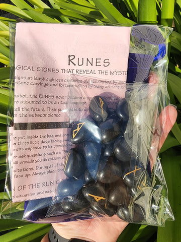 Black Agate Runes Set Large
