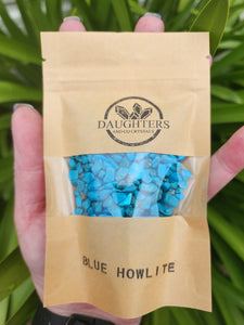 Blue Howlite Crystal Chip 100gms Bag