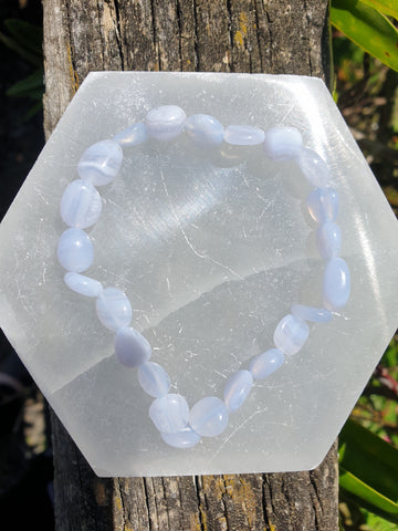 Blue Lace Agate Nugget Bead Bracelet