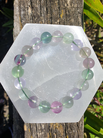 Rainbow Fluorite Bead Bracelet