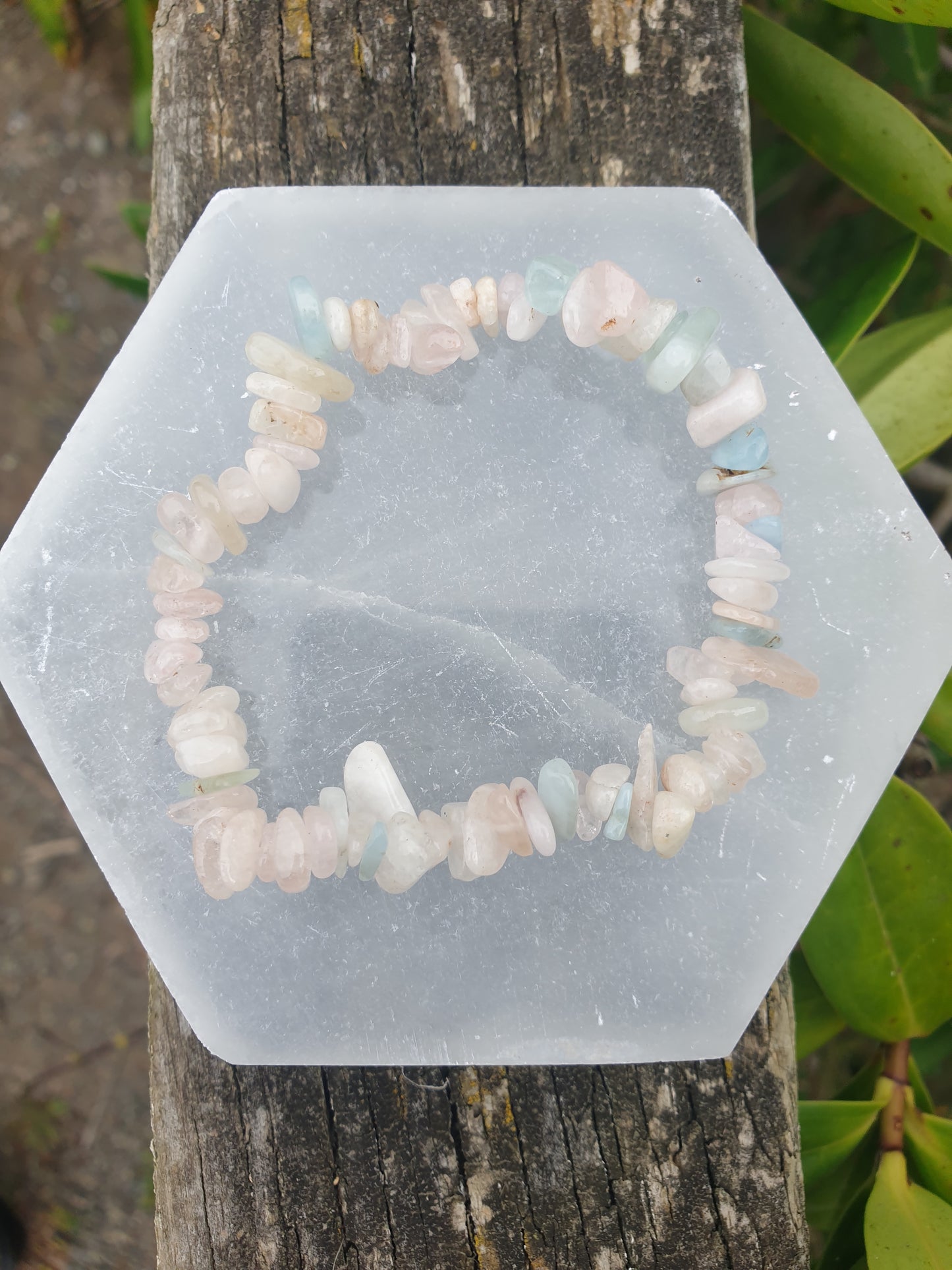 Morganite Crystal Chip Bracelet