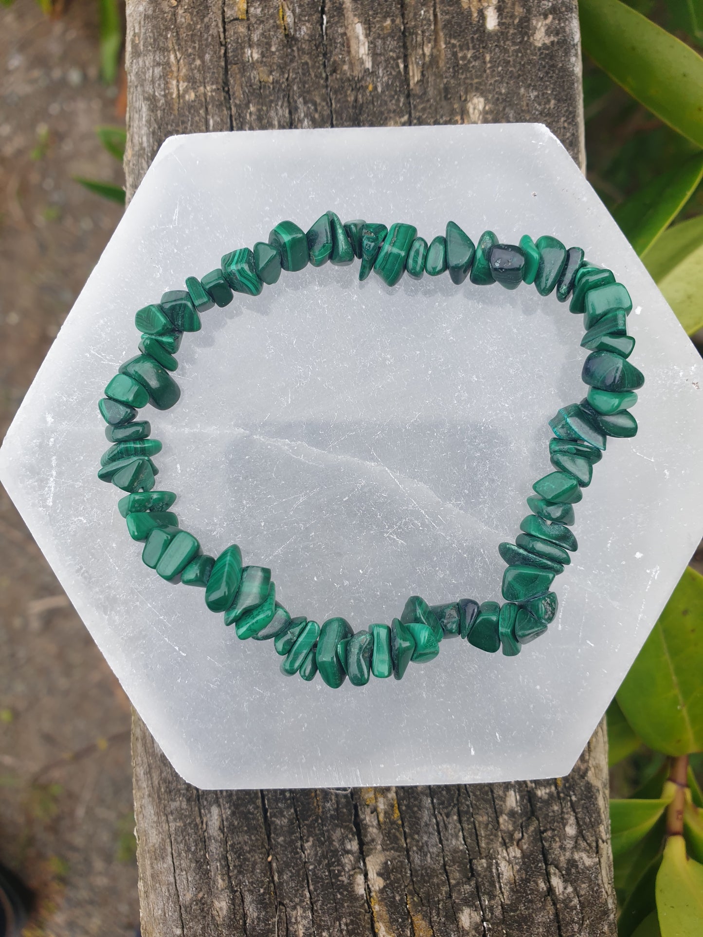 Malachite Crystal Chip Bracelet