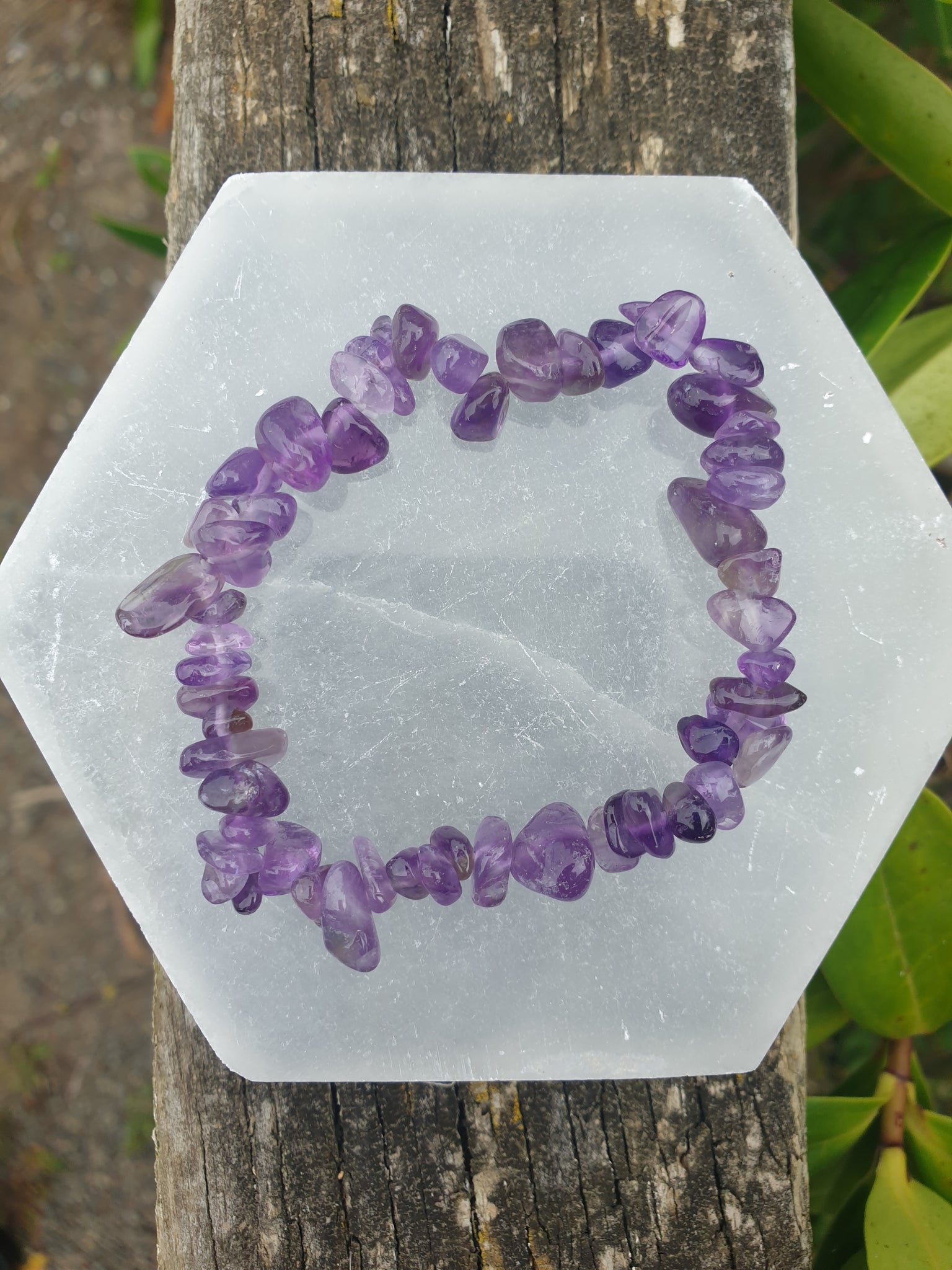 Amethyst Crystal Chip Bracelet 