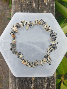 Dalmatian Jasper Crystal Chip Bracelet 
