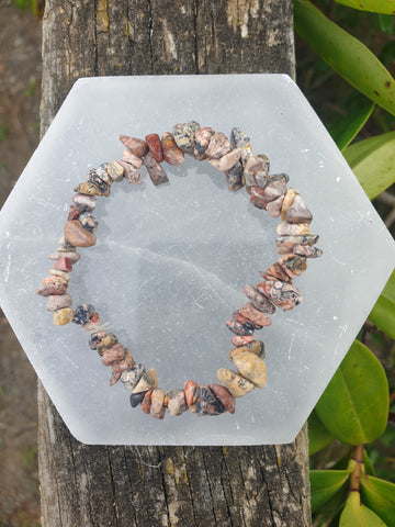 Leopard Skin Jasper Crystal Chip Bracelet 