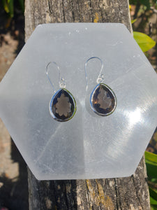 Smoky Quartz | Faceted Sterling Silver Earrings A