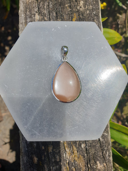 Peach Moonstone | Sterling Silver Pendant F