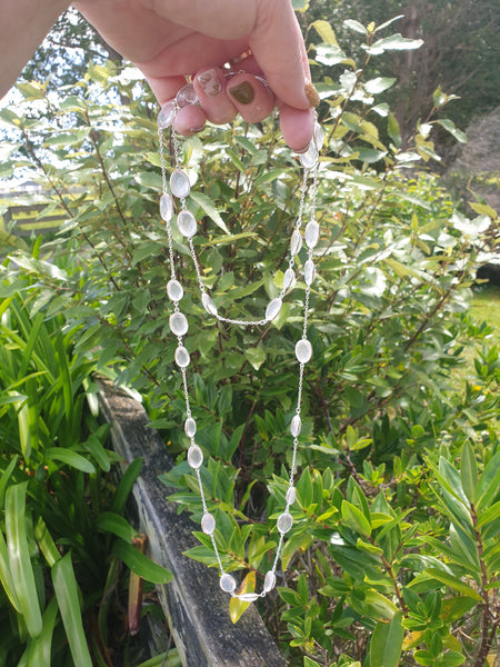 Rose Quartz | Rose Cut Sterling Silver Necklace 100 cm