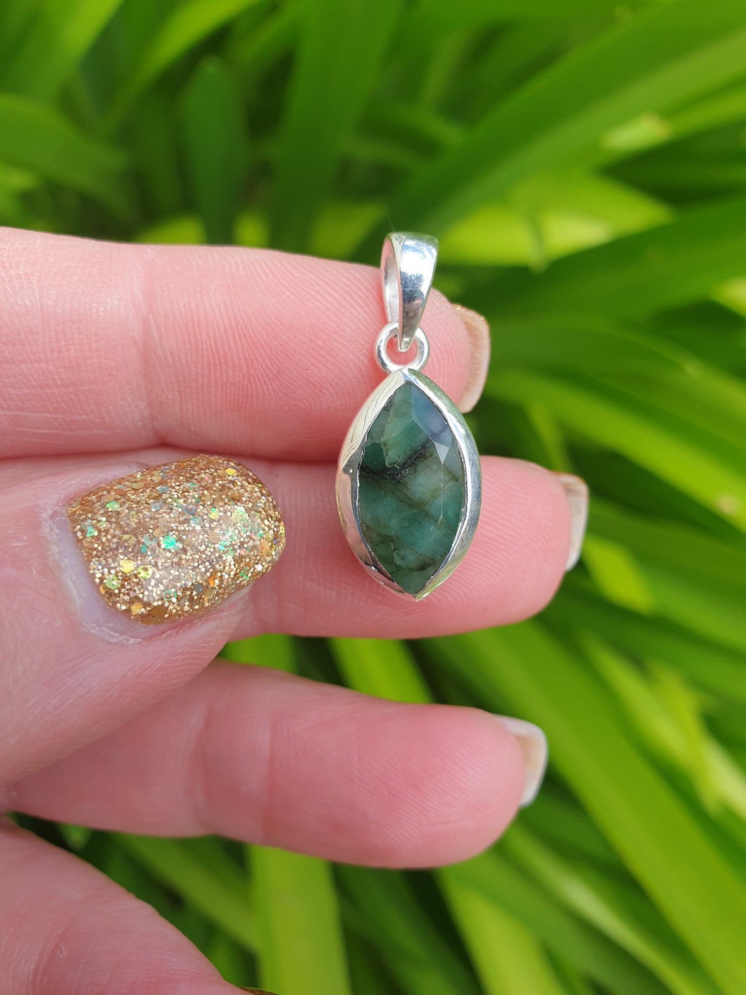 Emerald | Faceted Sterling Silver Pendant D