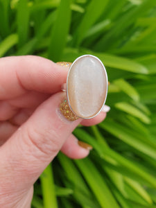 Peach Moonstone | Adjustable Sterling Silver Ring A