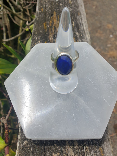 Lapis Lazuli | Rose Cut Adjustable Sterling Silver Ring A