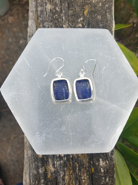 Lapis Lazuli | Rose Cut Sterling Silver Earrings A