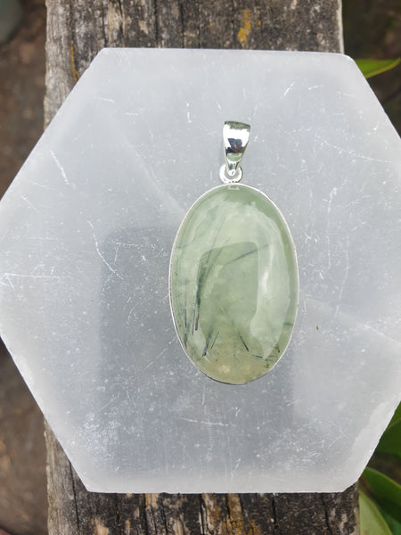 Prehnite | Polished Sterling Silver Pendant E