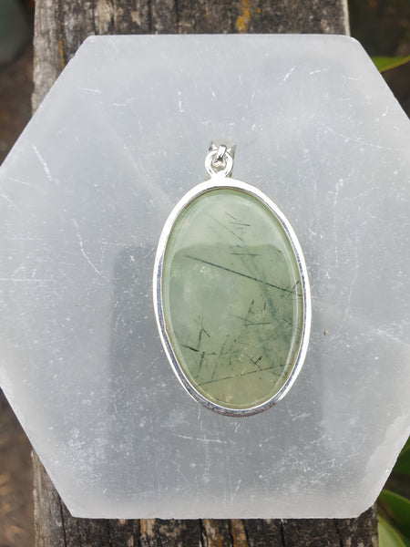 Prehnite | Polished Sterling Silver Pendant E