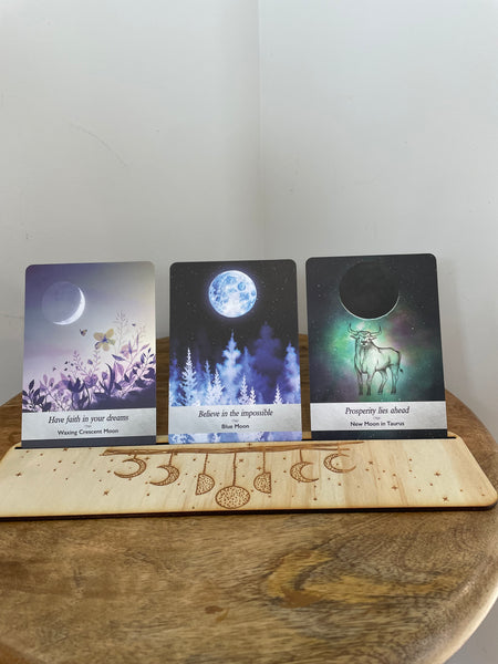 Wooden x3 Card Holder | Moon Phase