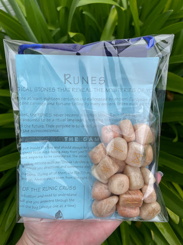 Peach Moonstone Runes Set Large