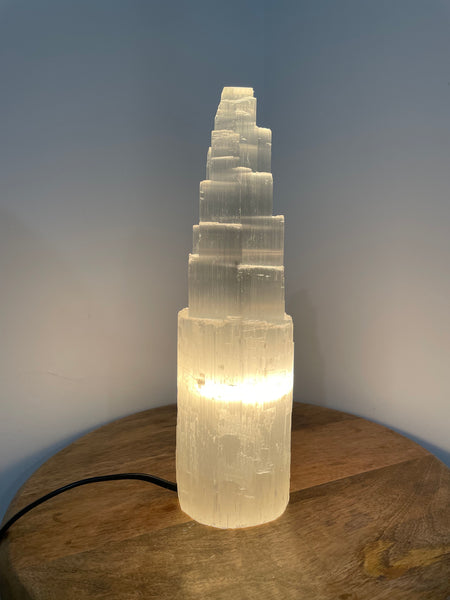 Selenite Tower Lamp Medium
