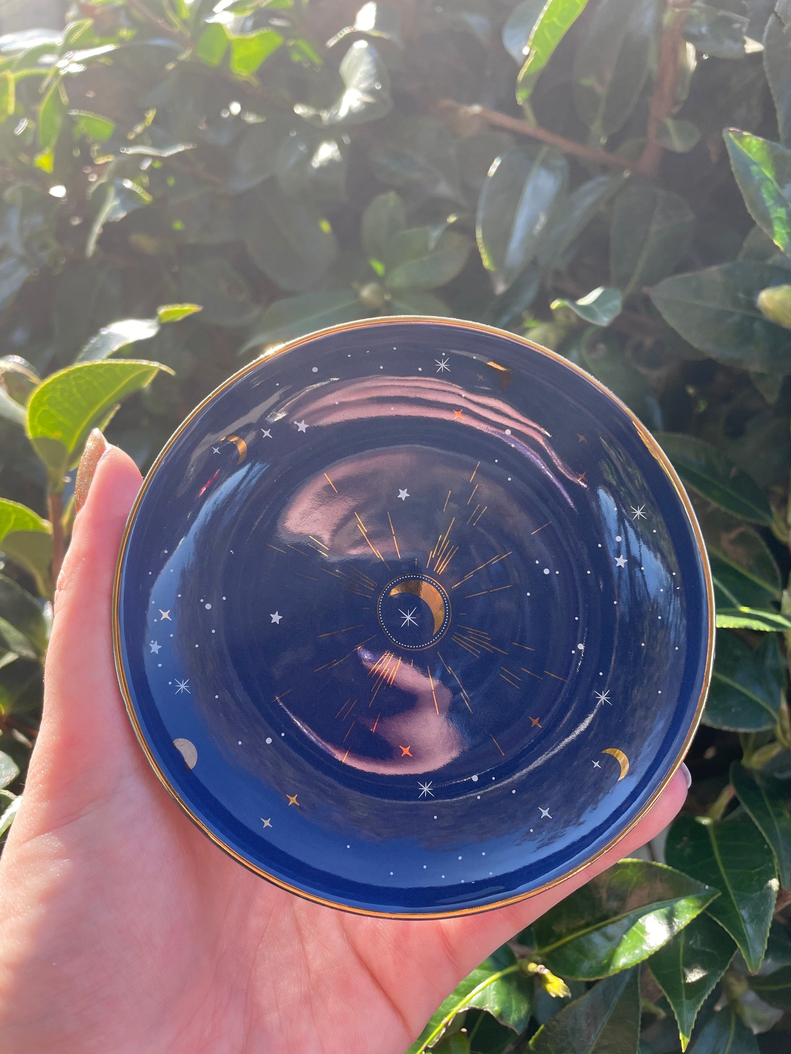Ceramic Blue Crescent Moon Trinket Dish