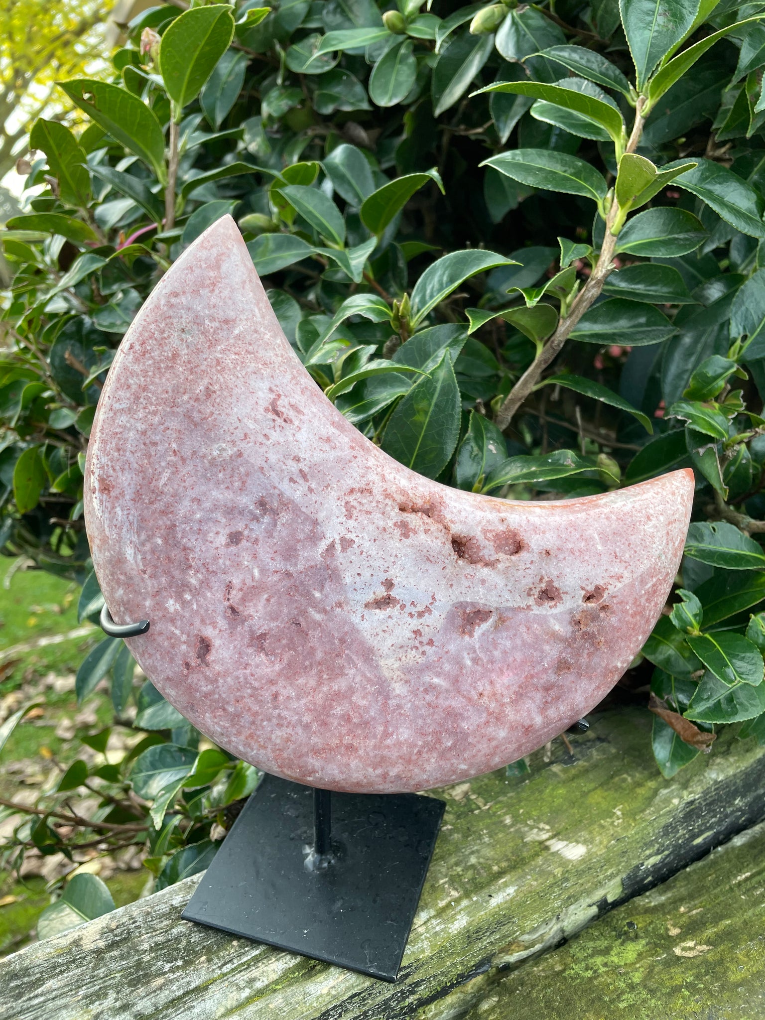 Pink Amethyst Moon on Stand Large 1.4kgs