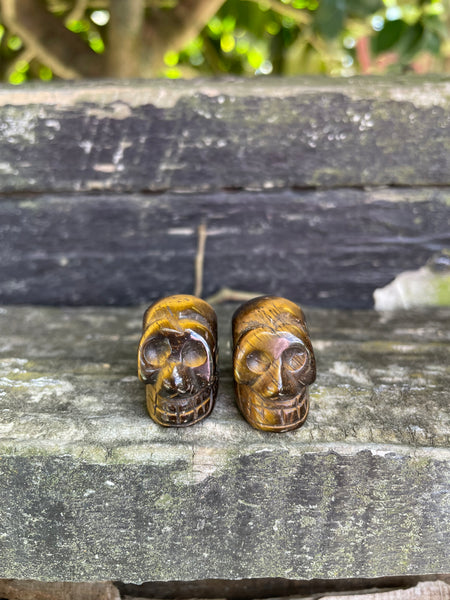 Tigers Eye Mini Skull